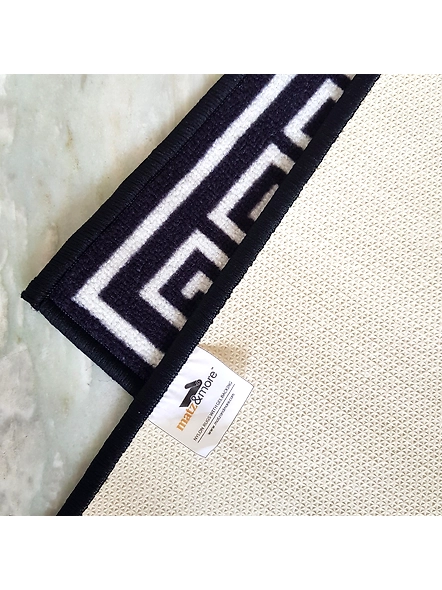 Anti-Slip Multipurpose Floor Mat 40x60CM, Black White Greek Double Line-Black-100% Nylon Tufted Loop Pile-300