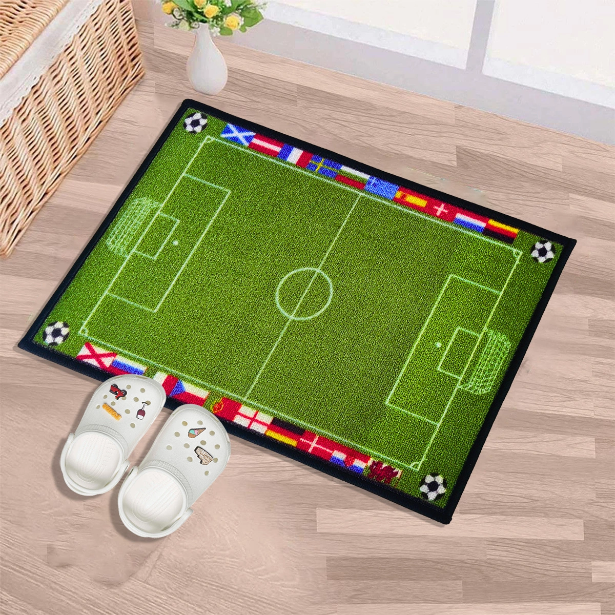 Anti-Slip Kids Multipurpose Floor Mat 40x60CM, Green Sports Football Field-F-KID-FF-5-D1