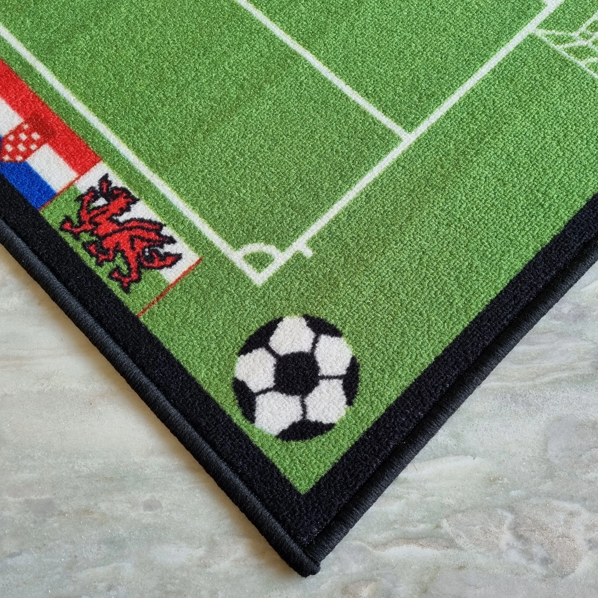 Anti-Slip Kids Multipurpose Floor Mat 40x60CM, Green Sports Football Field-Green-100% Nylon Tufted Loop Pile-300-4