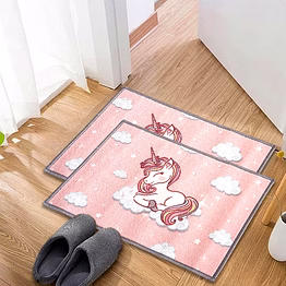 matz and more anti-slip kids multipurpose floor mat set 40x60cm, pink unicorn
