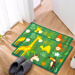 matz and more anti-slip kids multipurpose floor mat set 40x60cm, green animals jungle