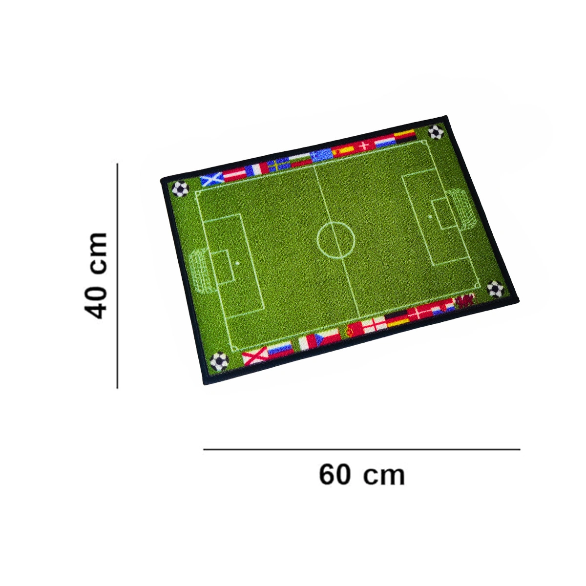 Anti-Slip Kids Multipurpose Floor Mat Set 40x60CM, Green Sports Football Field-Green-100% Nylon Tufted Loop Pile-300-2