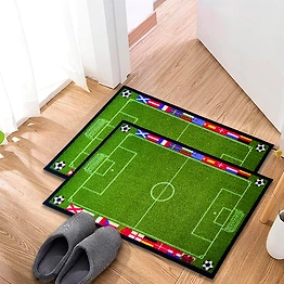 Matz and More Anti-Slip Kids Multipurpose Floor Mat Set 40x60CM, Green Sports Football Field