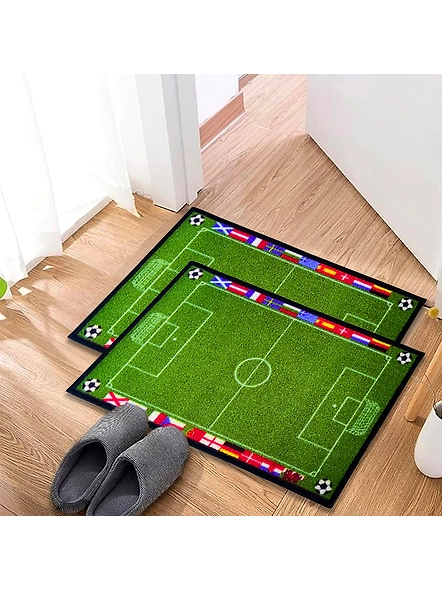 Anti-Slip Kids Multipurpose Floor Mat Set 40x60CM, Green Sports Football Field