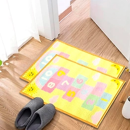 Matz and More Anti-Slip Kids Multipurpose Floor Mat Set 40x60CM, Yellow Hopscotch