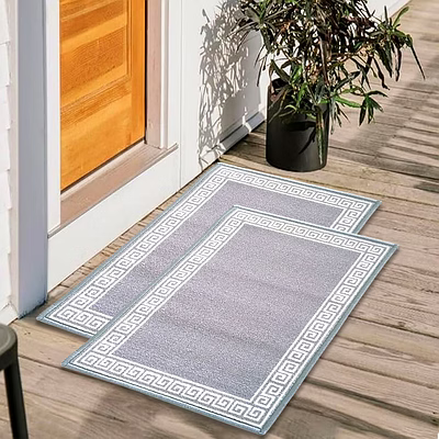 matz and more anti-slip multipurpose floor mat set 40x60cm, grey greek single line