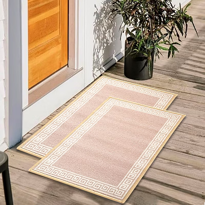 matz and more anti-slip multipurpose floor mat set 40x60cm, beige greek single line