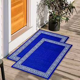 matz and more anti-slip multipurpose floor mat set 40x60cm, blue greek single line