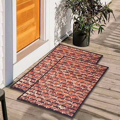 matz and more anti-slip multipurpose floor mat set 40x60cm, brown 3d brick