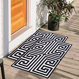 Matz and More Greek Anti-Slip Multipurpose Floor Mat Set 40x60CM, Black Symmetric Key