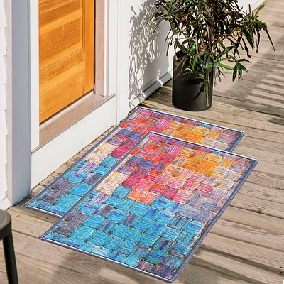 matz and more abstract anti-slip multipurpose floor mat set 40x60cm, multicolour oil squares