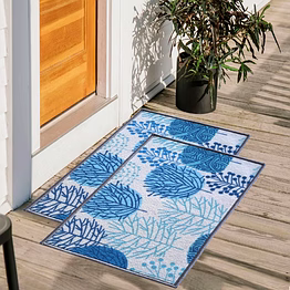 matz and more floral anti-slip multipurpose floor mat set 40x60cm, blue circle tree
