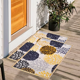matz and more floral anti-slip multipurpose floor mat set 40x60cm, beige circle tree