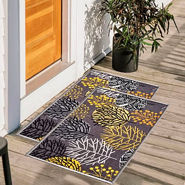 matz and more floral anti-slip multipurpose floor mat set 40x60cm, grey circle tree