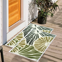 matz and more floral anti-slip multipurpose floor mat set 40x60cm, green lotus leaf