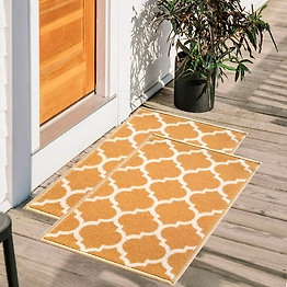 Matz and More Trellis Anti-Slip Multipurpose Floor Mat Set 40x60CM, Yellow Islamic