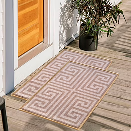 matz and more greek anti-slip multipurpose floor mat set 40x60cm, beige symmetric key