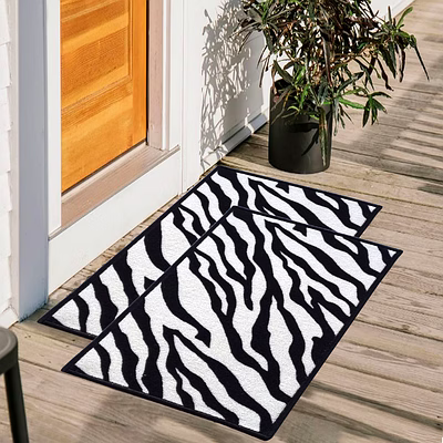 matz and more animal print anti-slip multipurpose floor mat set 40x60cm, black zebra