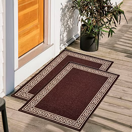 matz and more greek anti-slip multipurpose floor mat set 40x60cm, brown single line