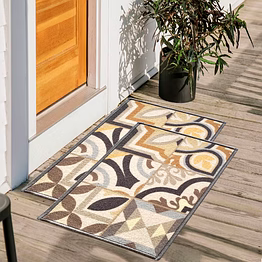 matz and more tiles anti-slip multipurpose floor mat set 40x60cm, beige earth