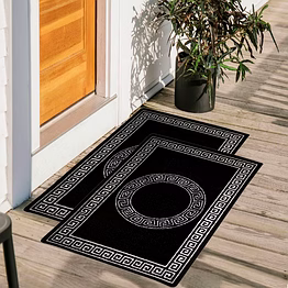 matz and more greek anti-slip multipurpose floor mat set 40x60cm, black round circle