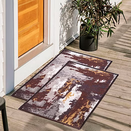 matz and more abstract anti-slip multipurpose floor mat set 40x60cm, brown utopica