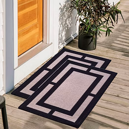matz and more geometric anti-slip multipurpose floor mat set 40x60cm, beige border