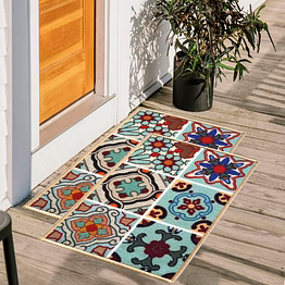 matz and more tiles anti-slip multipurpose floor mat set 40x60cm, turquoise mediterranean