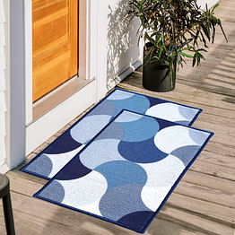 matz and more pattern anti-slip multipurpose floor mat set 40x60cm, blue circular