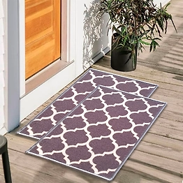 Matz and More Trellis Anti-Slip Multipurpose Floor Mat Set 40x60CM, Grey Islamic