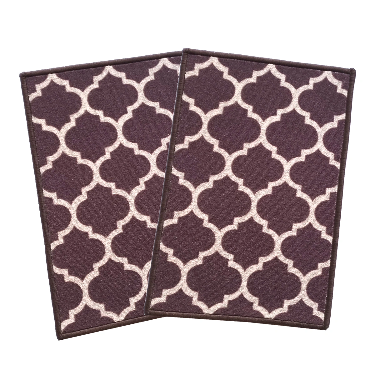 Trellis Anti-Slip Multipurpose Floor Mat Set 40x60CM, Brown Islamic-Brown-100% Nylon Tufted Loop Pile-300-5