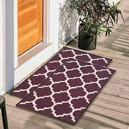 Matz and More Trellis Anti-Slip Multipurpose Floor Mat Set 40x60CM, Brown Islamic