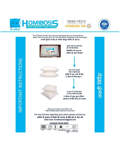 Premium Pillow set , Size: 17 x 27 inches (White ) Pack of 2 Pieces-4