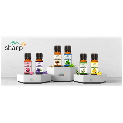 FLOH Sharp Essential Oil Combo of 6 (Tea Tree, Lavender, Sandalwood, Lemon, Peppermint, and Rose Essential Oils), 15ml each, Undiluted, 100% Natural