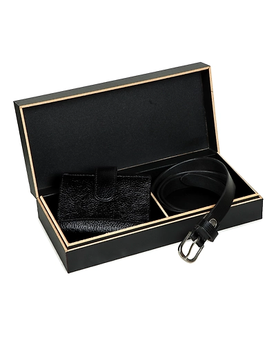 CHARMSHILP - Genuine Leather Gift Hamper for Women And Girls | Black Wallet and Black Belt Women's Combo Gift Set (ULG2COM01BL)-30-1