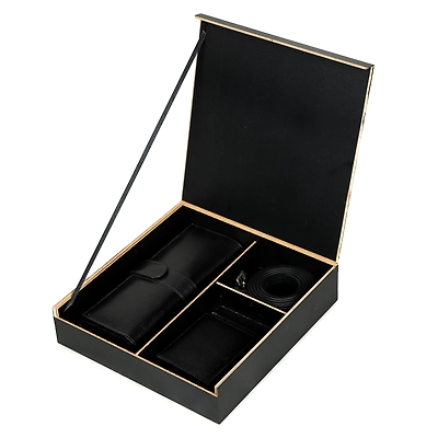 CHARMSHILP - Genuine Leather Gift Hamper for Women And Girls | Black Clutch and Black Belt Women's Combo Gift Set (ULG3COM01)