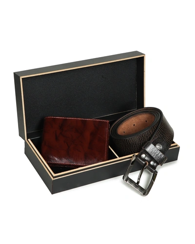 CHARMSHILP - Genuine Leather Gift Hamper for Men's | Brown Wallet and Brown Belt Men's Combo Gift Set (ULG2COM02)-36-1