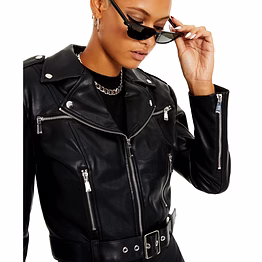 women's biker jacket with belt