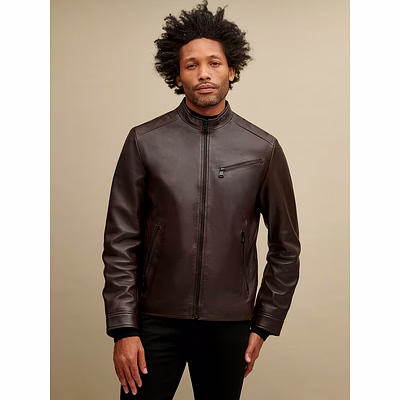 reefer genuine leather jacket brown