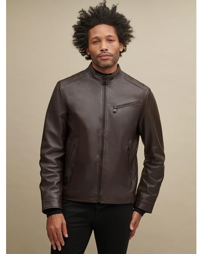 Reefer Genuine Leather Jacket Brown-ULGMNJ03BRXXL