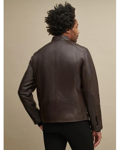 Reefer Genuine Leather Jacket Brown-S-3