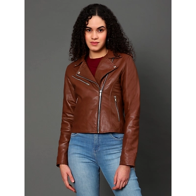 Women's Biker Jacket Brown