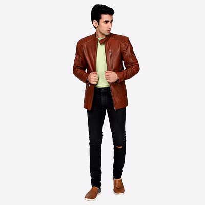 winter breaker standing chain jacket brown
