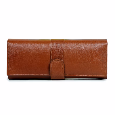 viscose magnetic tan ladies clutch by charmshilp