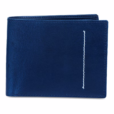 charmshilp || genuine leather men's personalized wallet "blue"