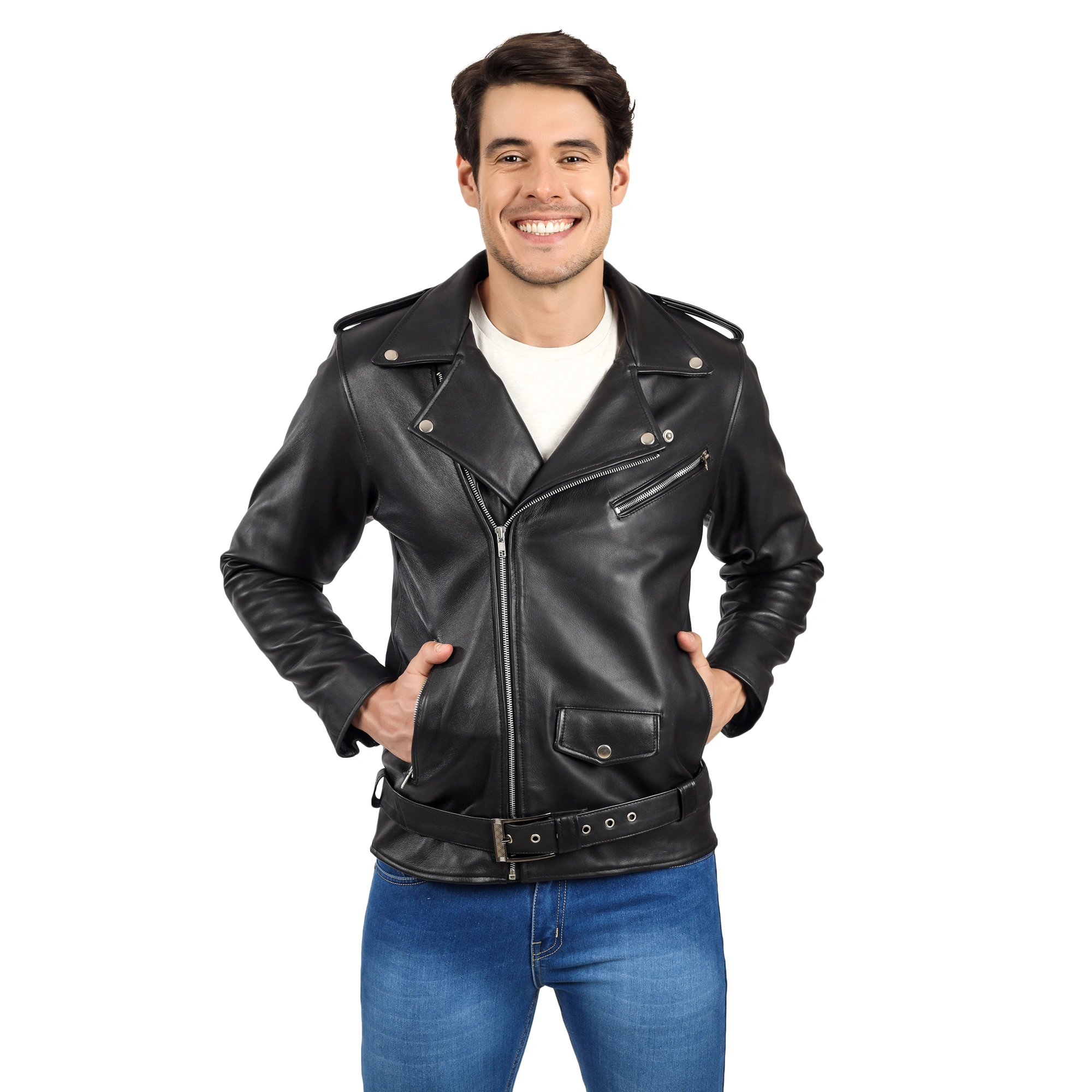 CHARMSHILP -  Biker Leather Jacket | Genuine Leather Jacket for Men-11549150