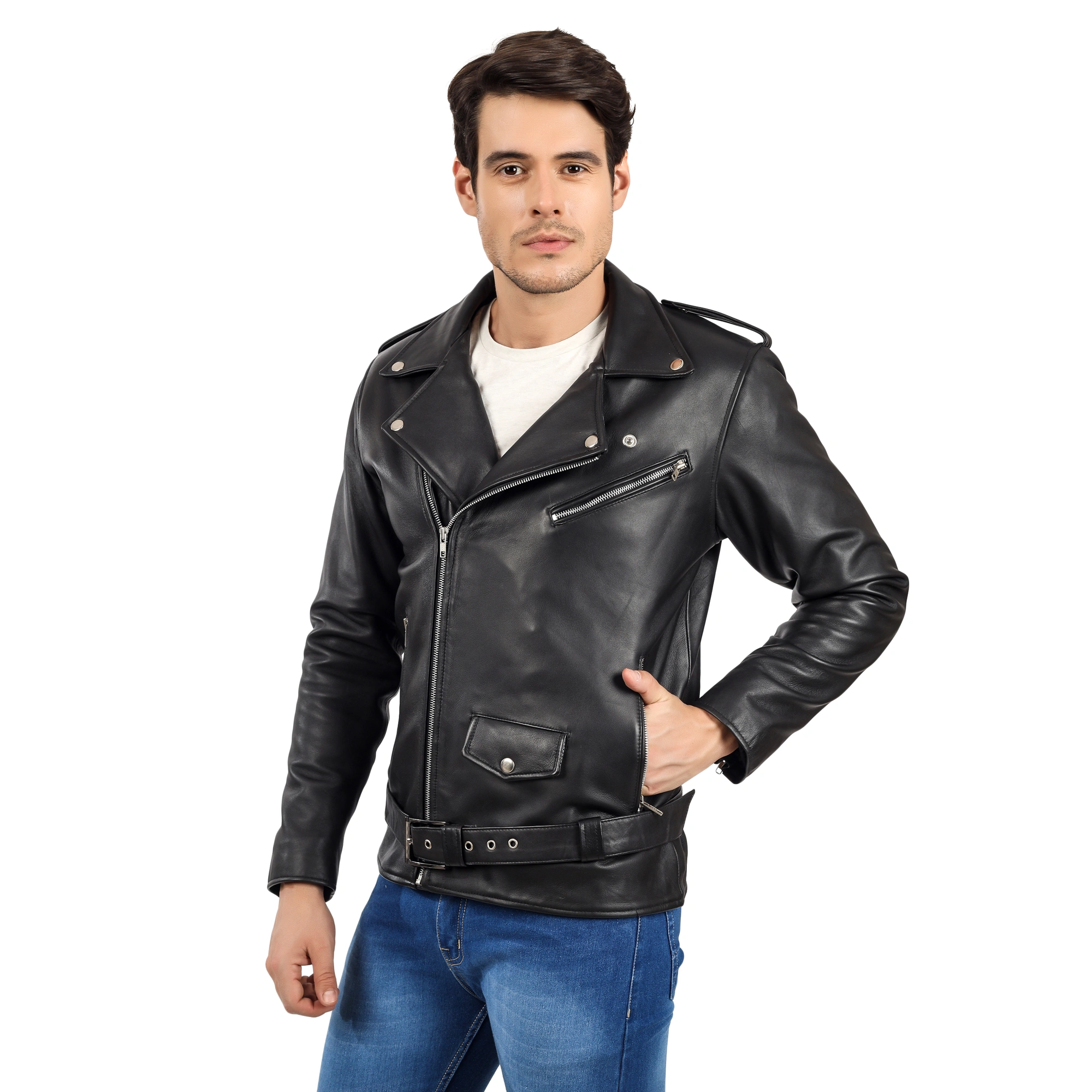 CHARMSHILP -  Biker Leather Jacket | Genuine Leather Jacket for Men-S-1