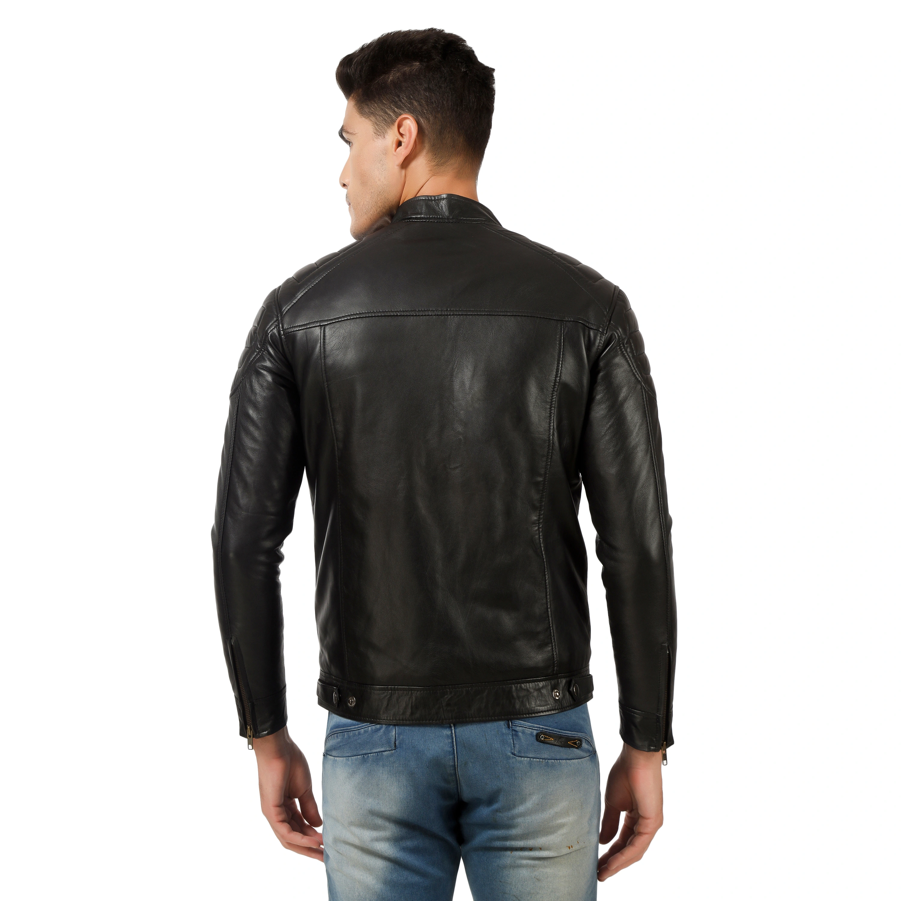 CHARMSHILP - | Men's Racer Genuine Leather Jacket for Men-S-3