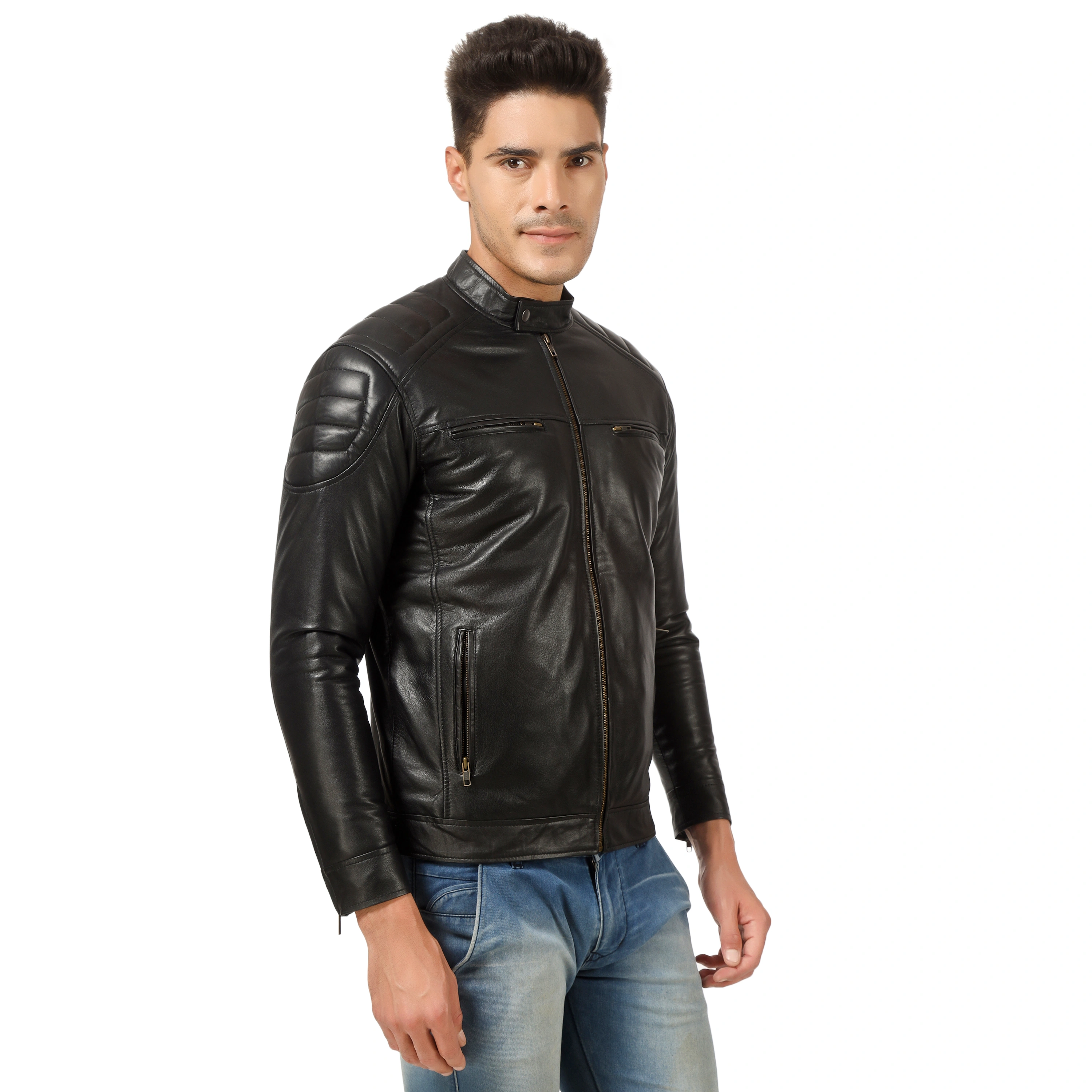 CHARMSHILP - | Men's Racer Genuine Leather Jacket for Men-S-1