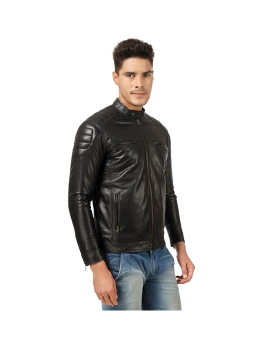 CHARMSHILP - | Men's Racer Genuine Leather Jacket for Men-L-1